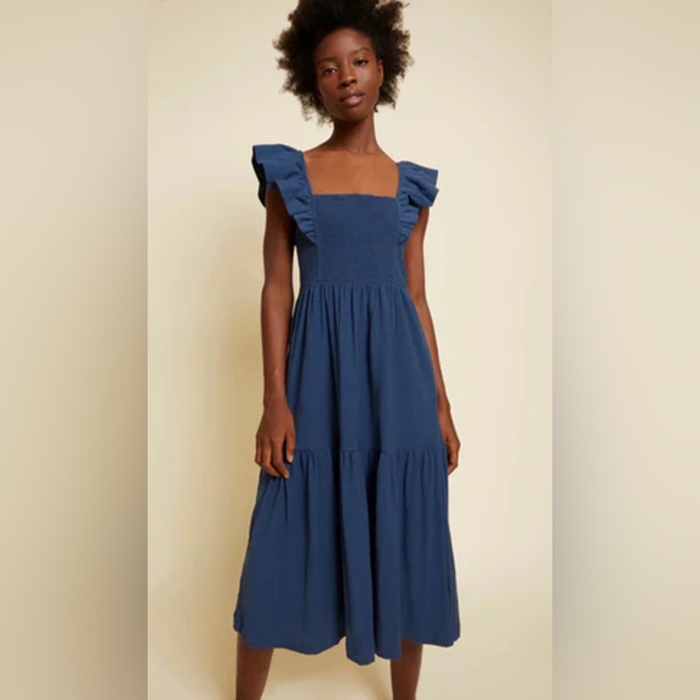 Anthropologie Nation LTD Gwen French Blue Ruffle Maxi Dress - M